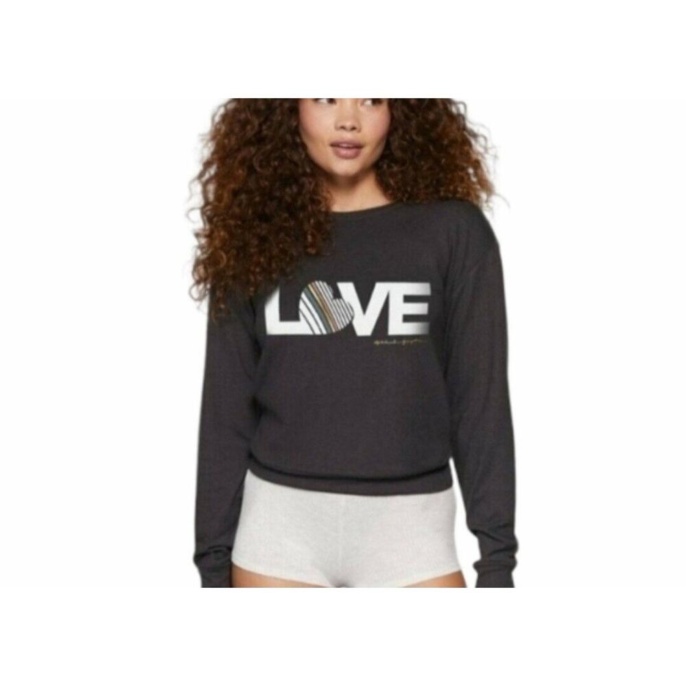 Spiritual Gangster LOVE Sweater Womens Small Sweatshirt Charcoal Gray Pullover